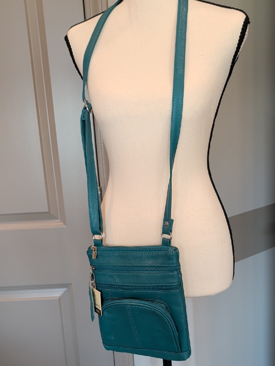 Handbags - Teal Crossbody Leather Shoulder Bag